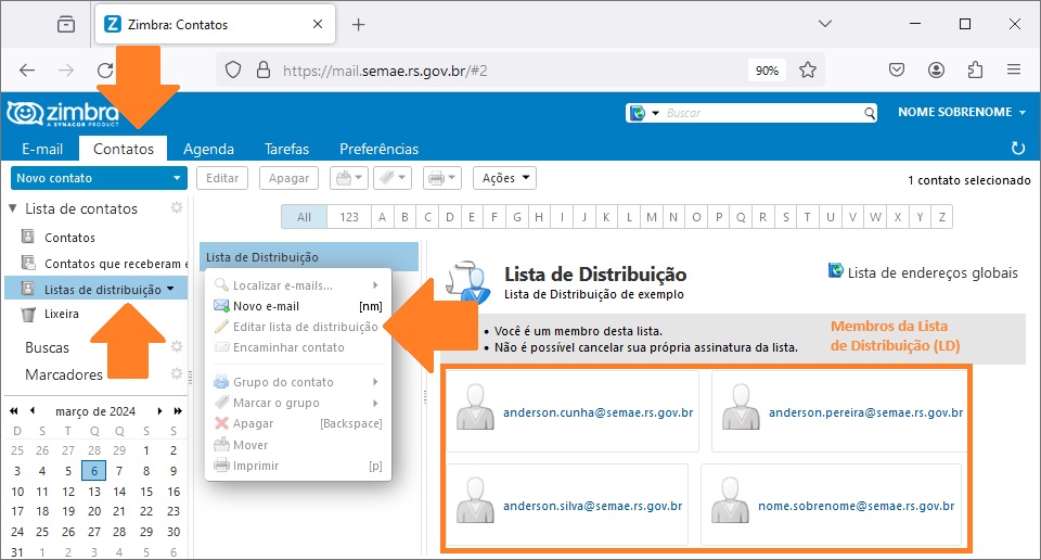 Contatos - Lista de Distribuição - Editar OFF