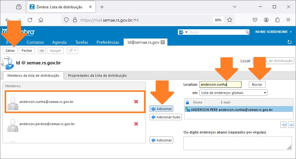 Contatos - Lista de Distribuição - Adicionar